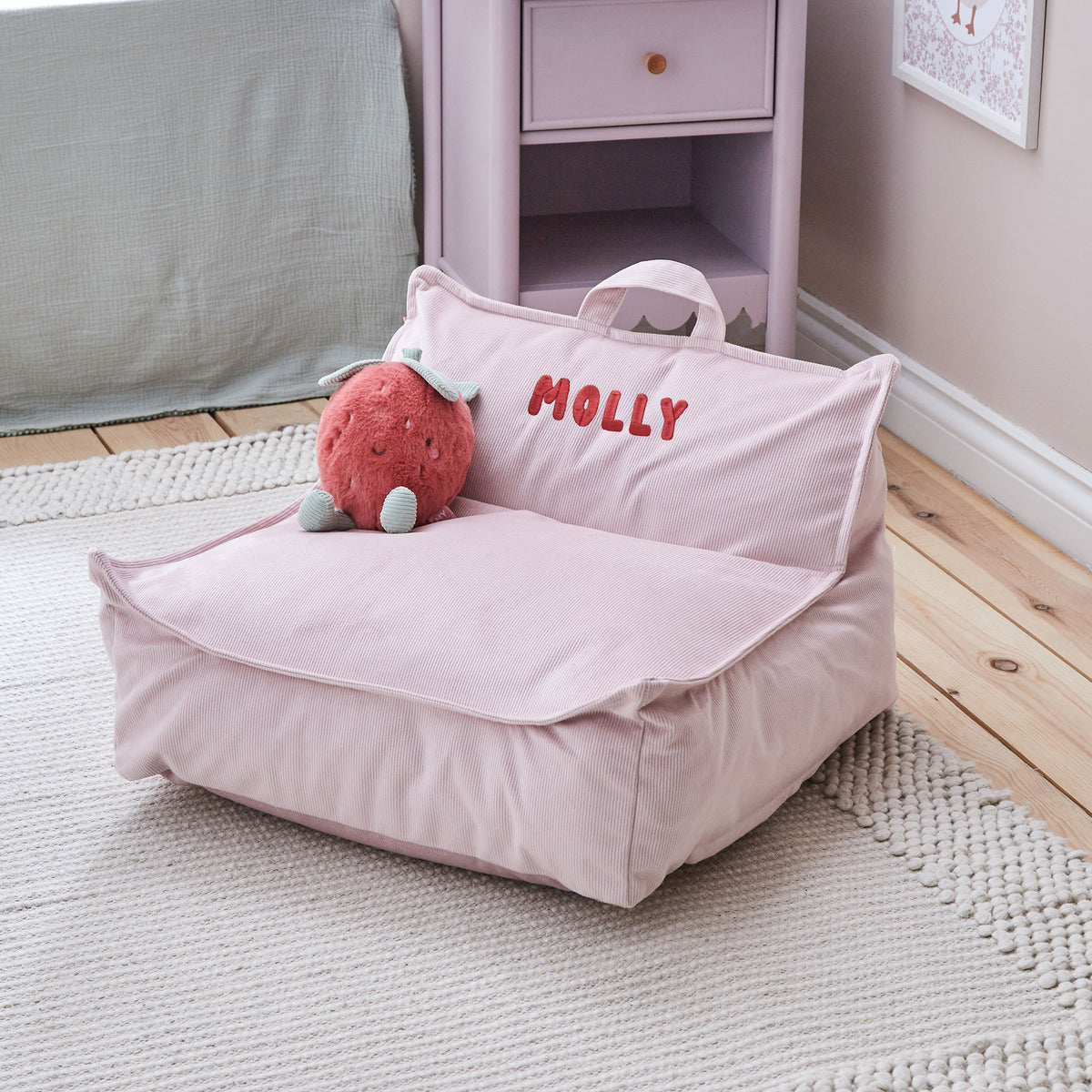 Personalised Pink Cord Big Bean Bag Chair