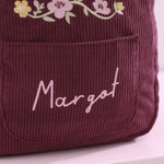 Personalised Floral Wreath Berry Cord Mini Backpack