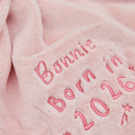 Personalised Born In 2026 Pink Bunny Comforter