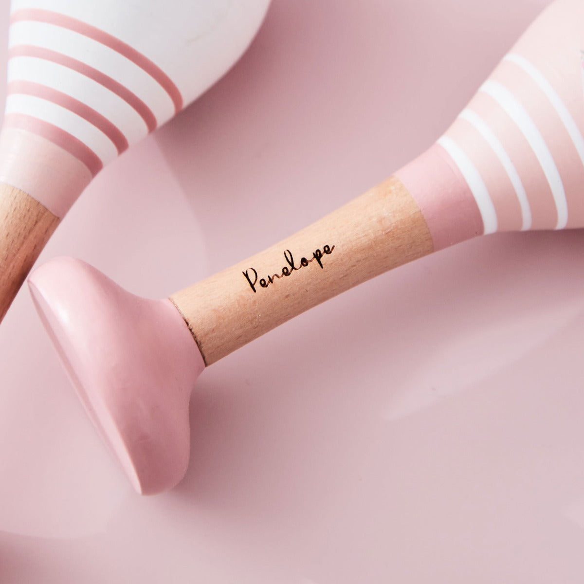 Personalised Pink Wooden Bunny Maracas FSC®