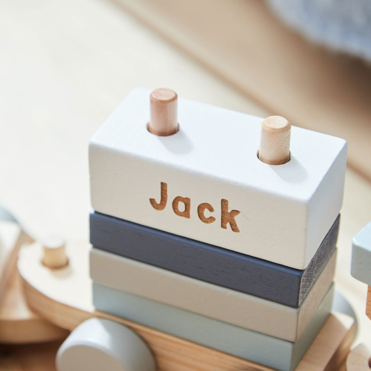 Personalised Wooden Blue Pull Along Train FSC®