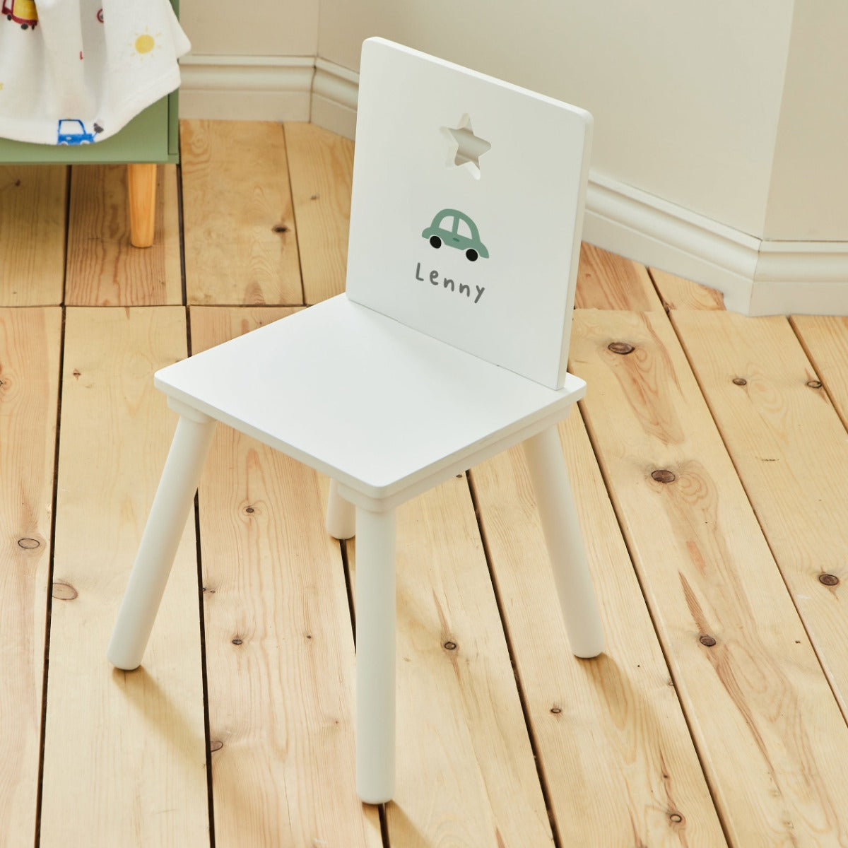 Personalised On The Move Green Wooden Star Chair 