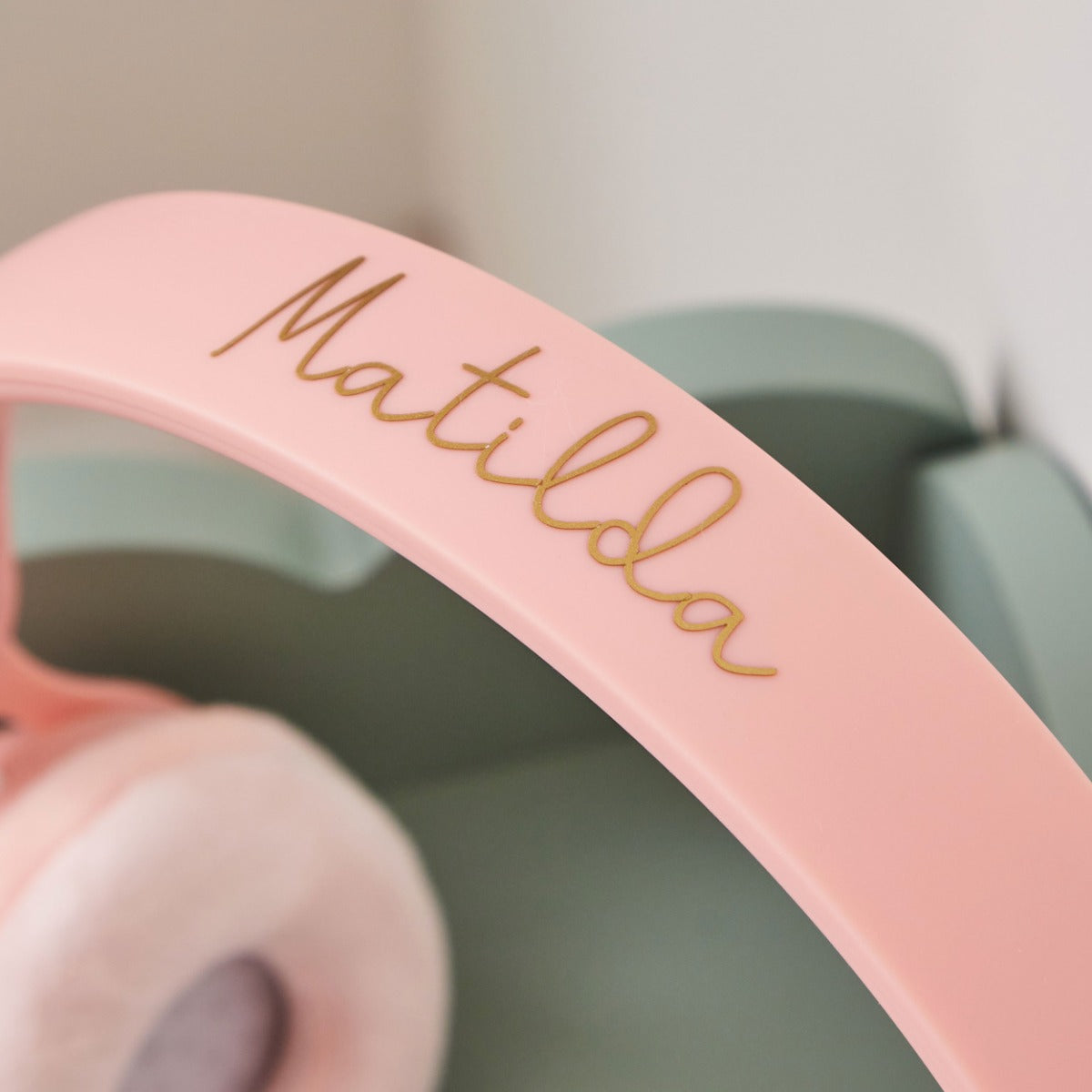 Personalised Lalarma Wireless Headphones in Pastel Pink