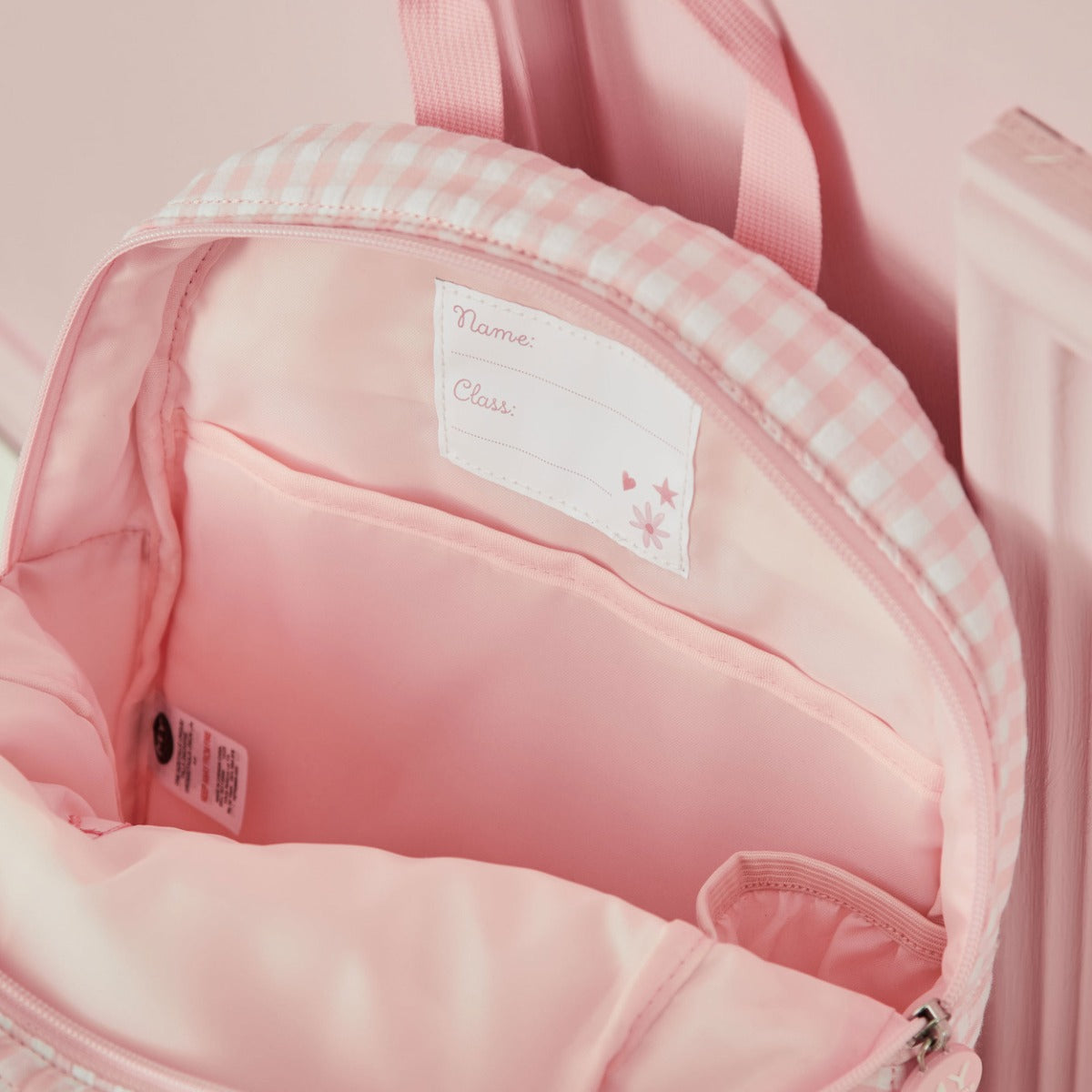Personalised Pink Gingham Kids Backpack