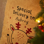 Personalised Brown Reindeer Christmas Sack
