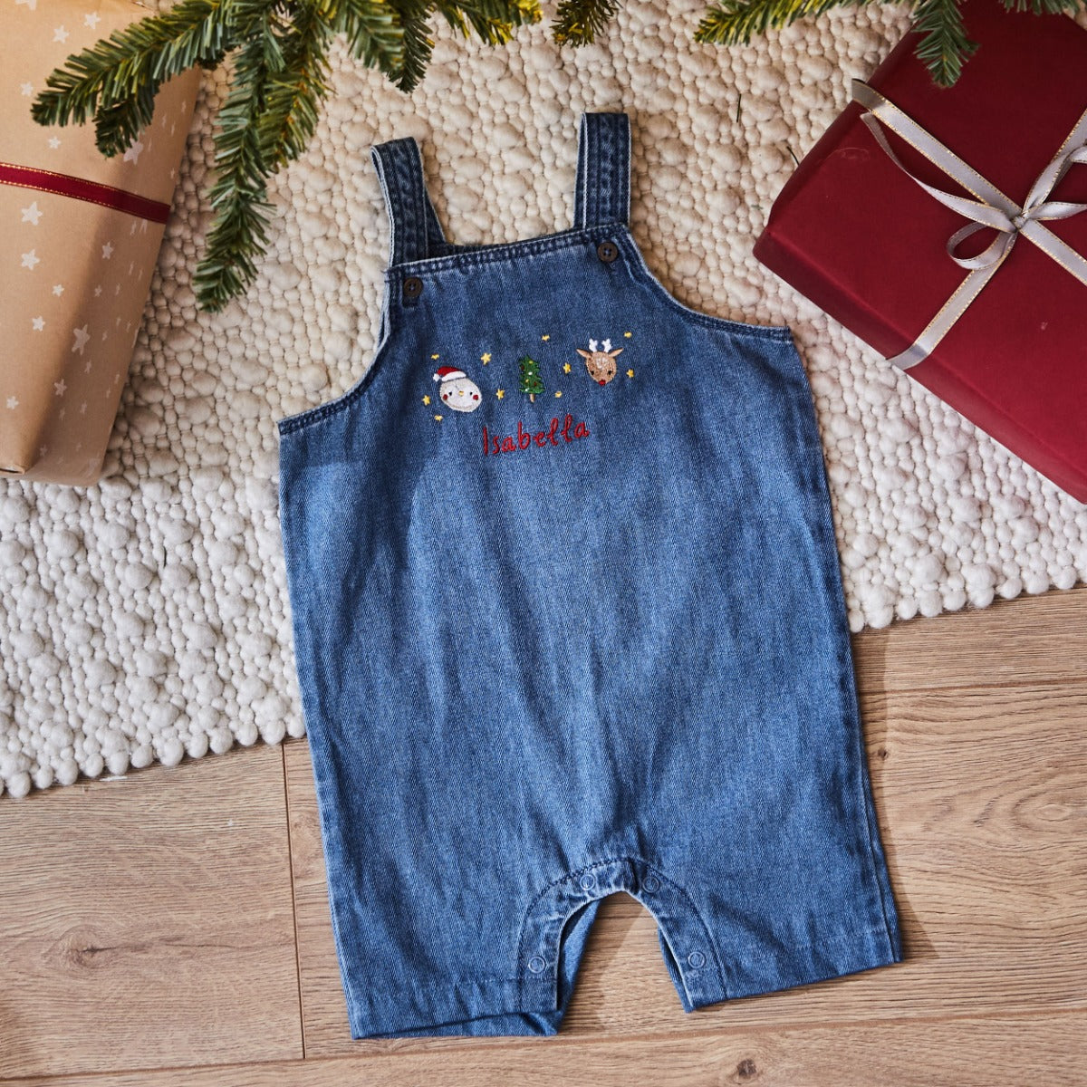 Personalised Christmas Character Design Denim Dungarees