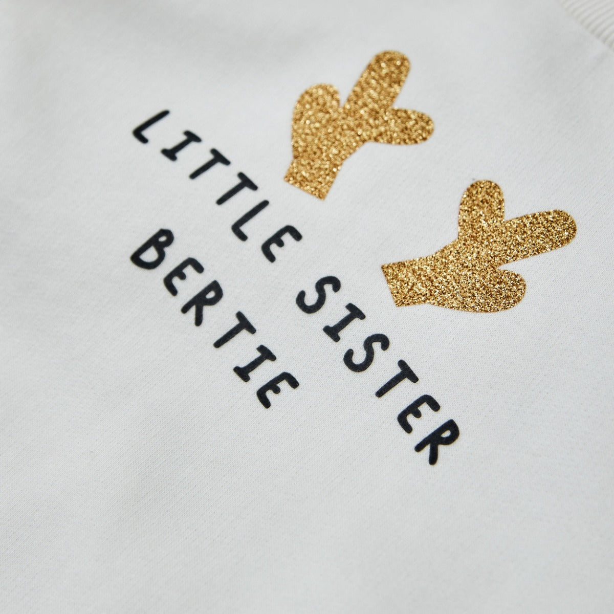 Personalised Little Sibling Antler Ecru Sweatshirt