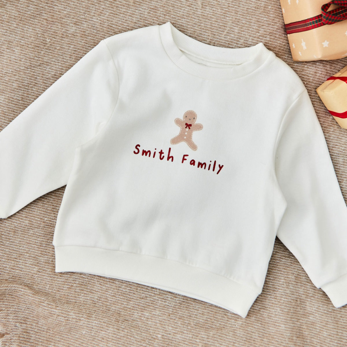 Personalised Gingerbread Family Ecru Kids' Sweatshirt