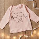 Personalised Pink Name Believes Bow T-Shirt 