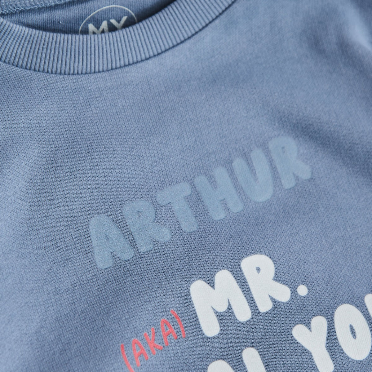 My Kids Personalised Blue Mr Steal Your Heart Sweatshirt