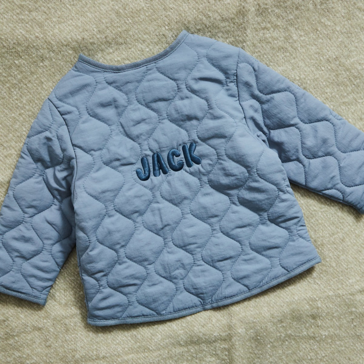 Personalised Back Name Blue Quilted Jacket 