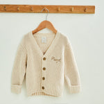Personalised Hello World Oatmeal Knitted Cardigan 
