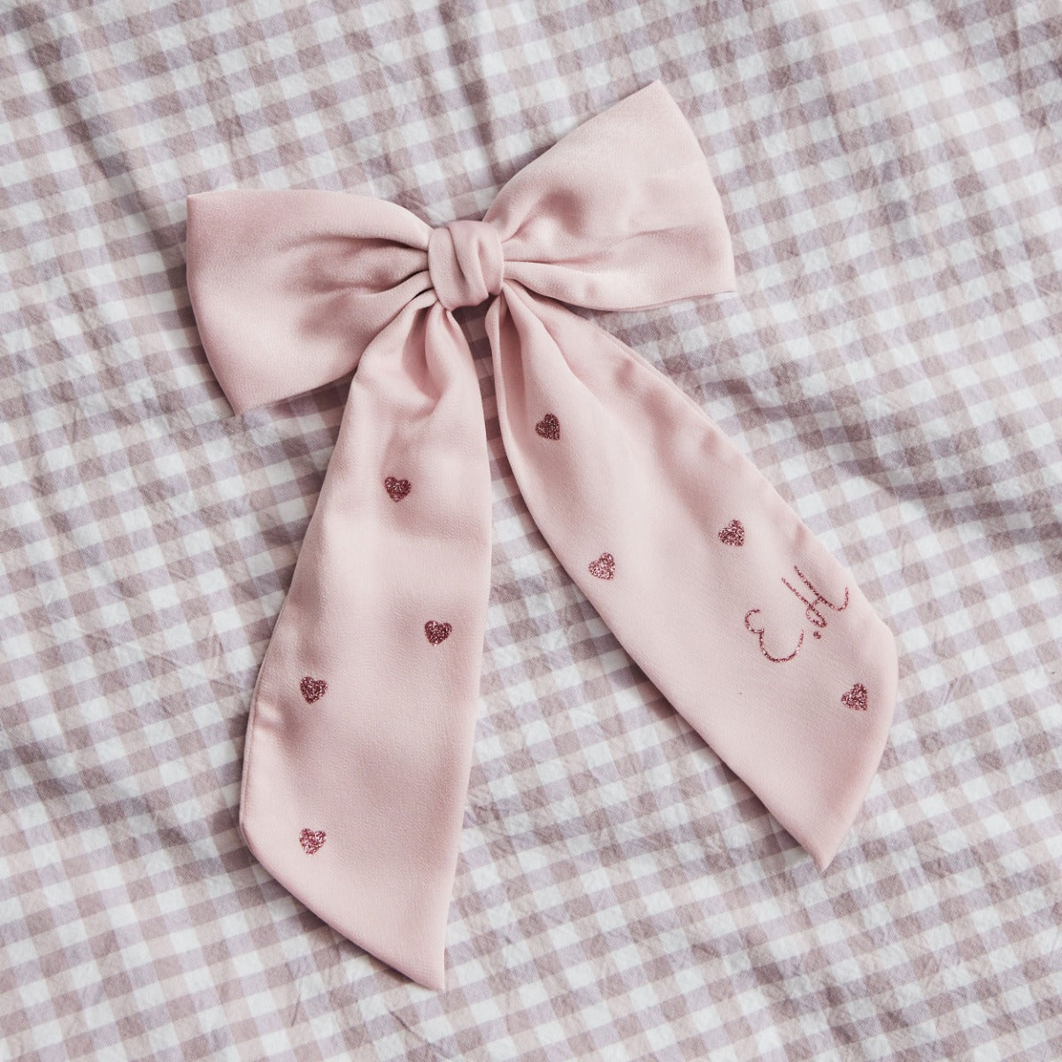 Personalised Pink Heart Hair Bow Clip