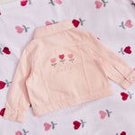 Personalised Little & Loved Three Tulips Pink Denim Jacket