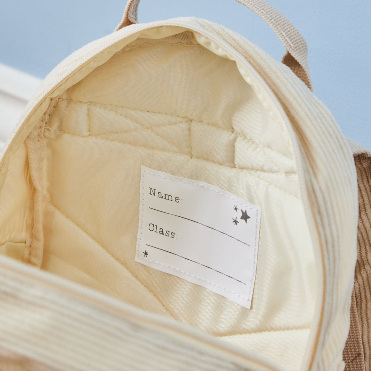 Personalised Ecru Cord Duck Family Mini Backpack 