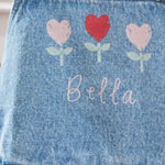 Personalised Three Tulip Denim Pinny Dress