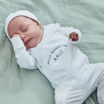 Personalised Hello World Wrap Sleepsuit & Hat Baby Set