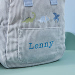 Personalised Blue Cord Dino Mini Backpack
