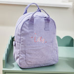Personalised Pink Heart Lilac Cord Mini Backpack 