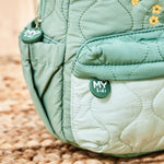 Personalised Yellow Flower Sage Quilted Medium Backpack 