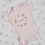 Personalised Yellow Floral Wreath Pink Bodysuit
