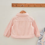Personalised Three Daisies Pink Denim Jacket
