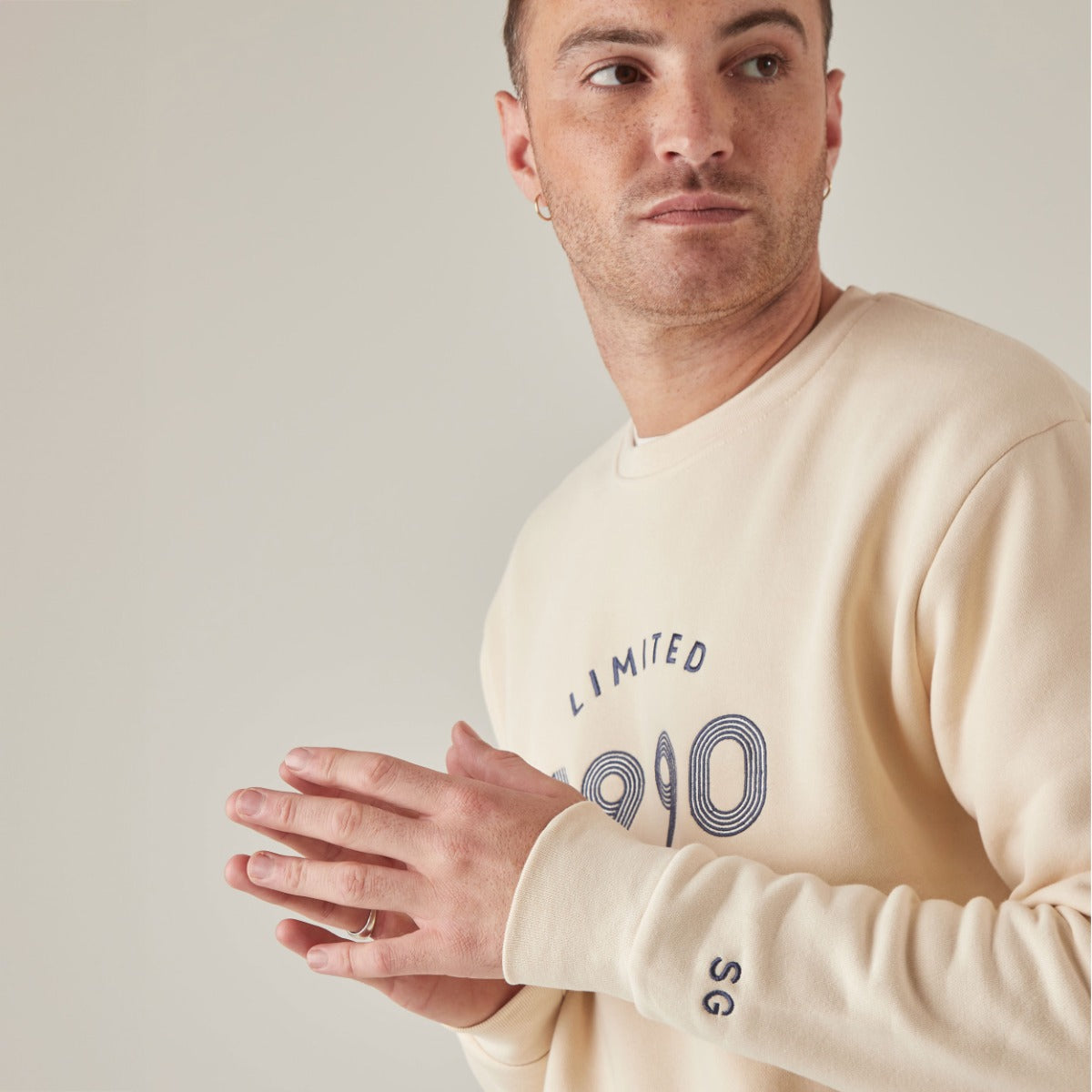 Personalised Men's Limited Edition Cream Slim-Fit Sweatshirt 