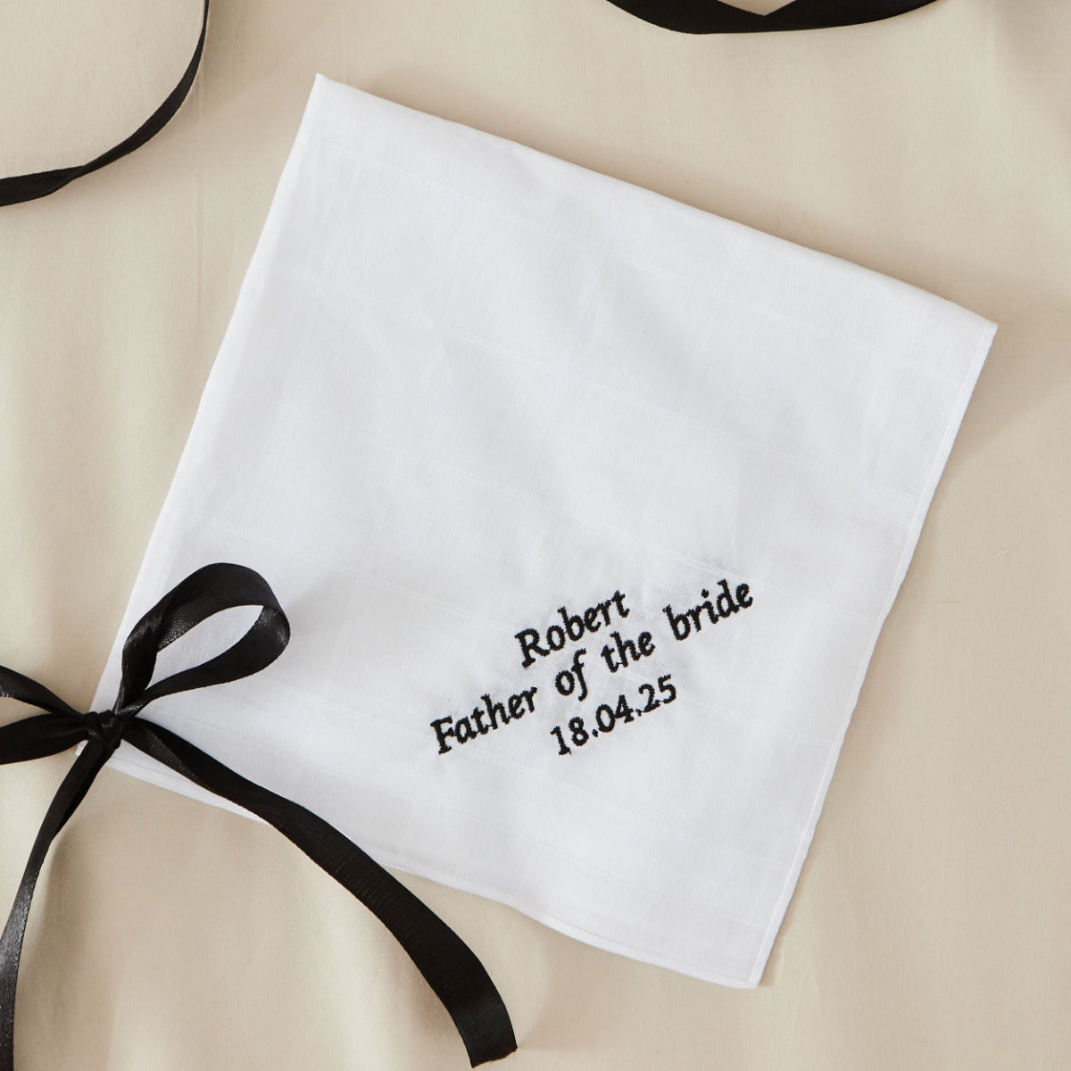 Personalised Black & White Wedding Handkerchief