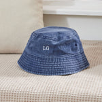 Personalised Vintage Bucket Hat in Denim Blue