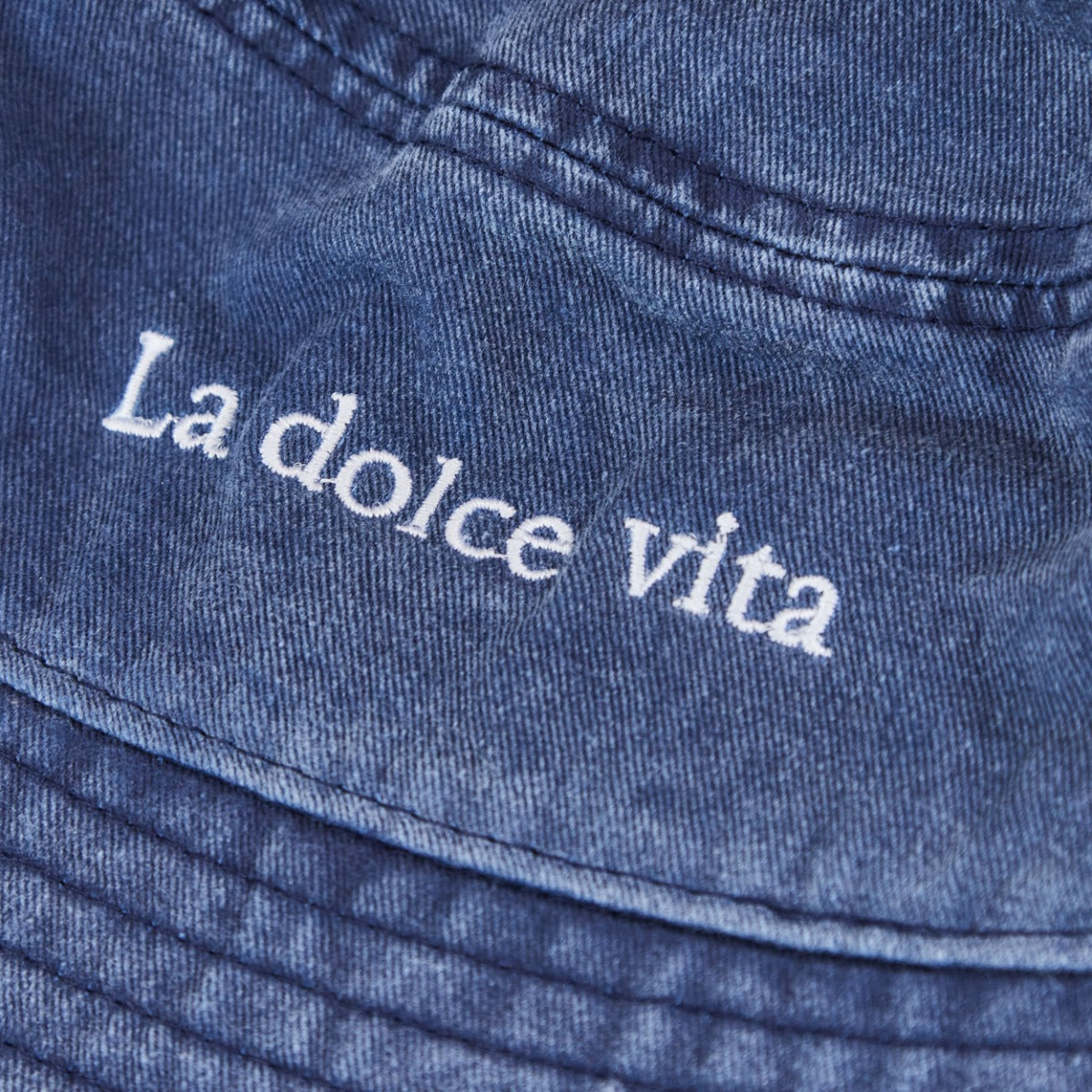 Personalised Vintage Bucket Hat in Denim Blue