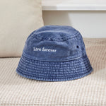Personalised Vintage Bucket Hat in Denim Blue