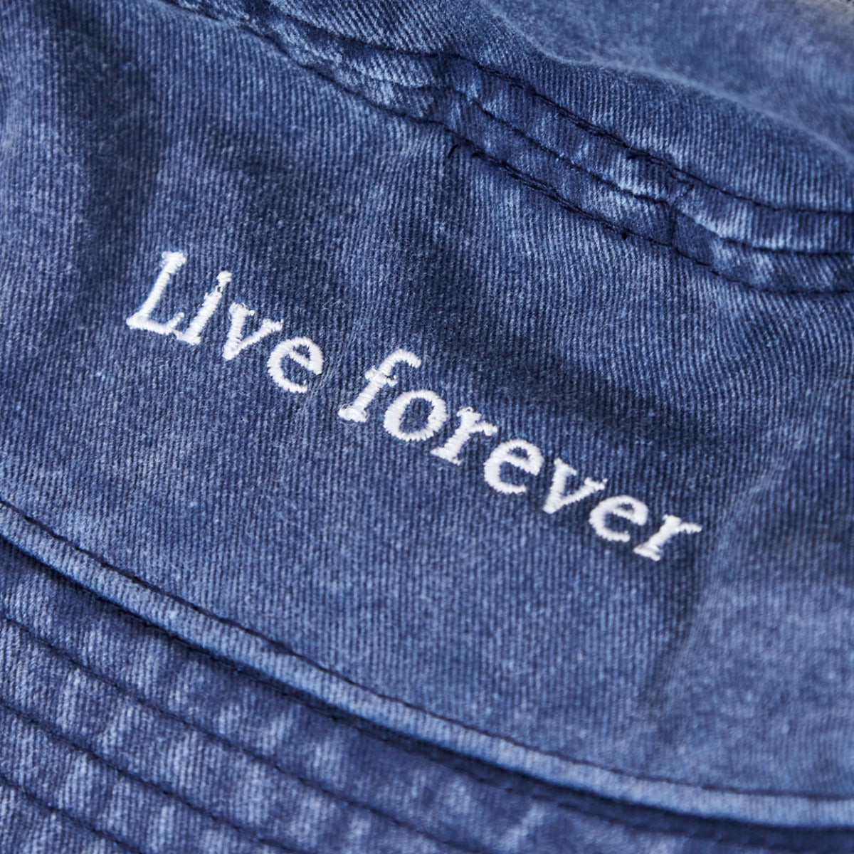 Personalised Vintage Bucket Hat in Denim Blue