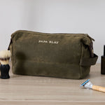 Personalised Khaki Green Mens Wash Bag