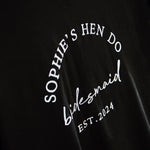 Personalised Black Hen Do T-Shirt