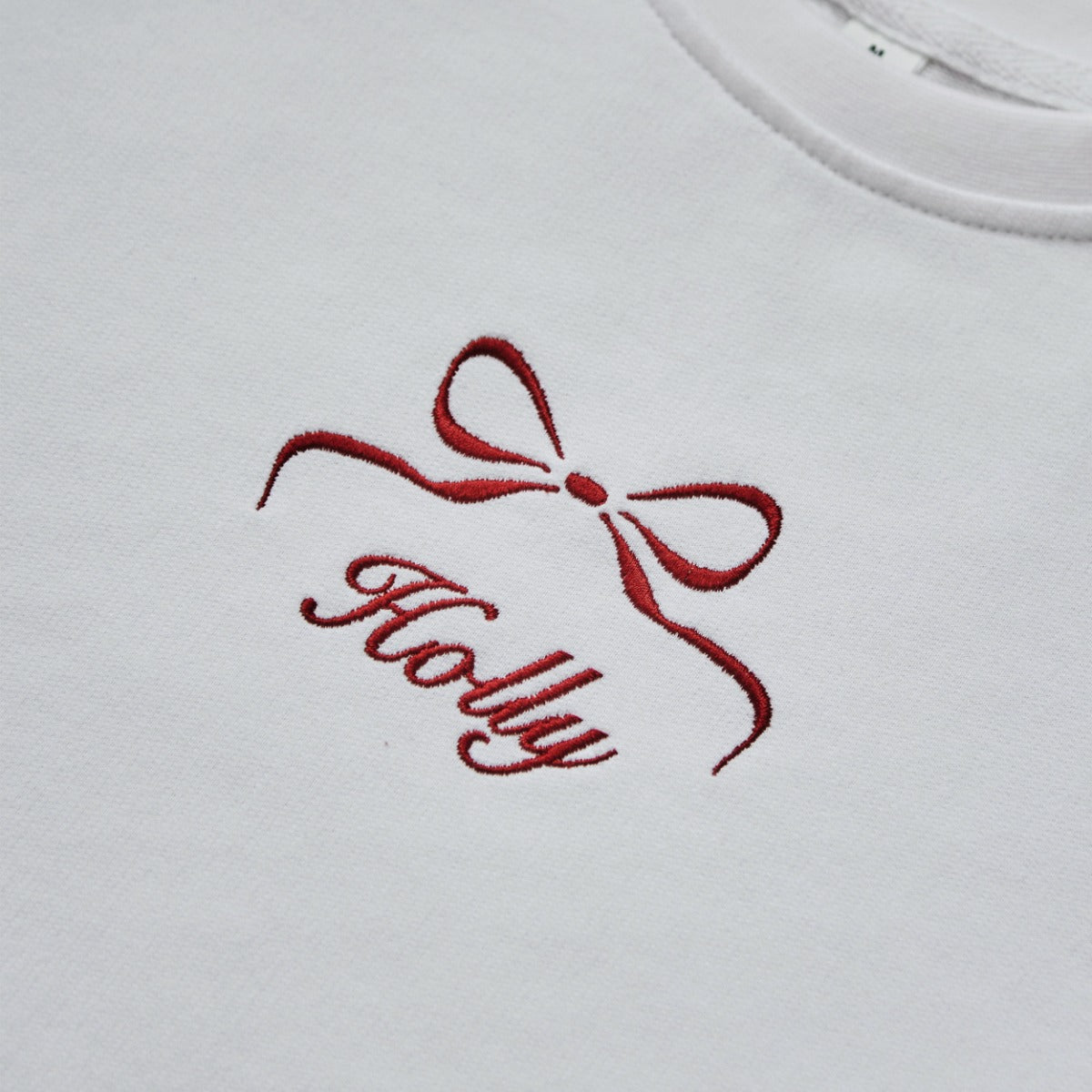 Personalised Red Bow White Jumper 
