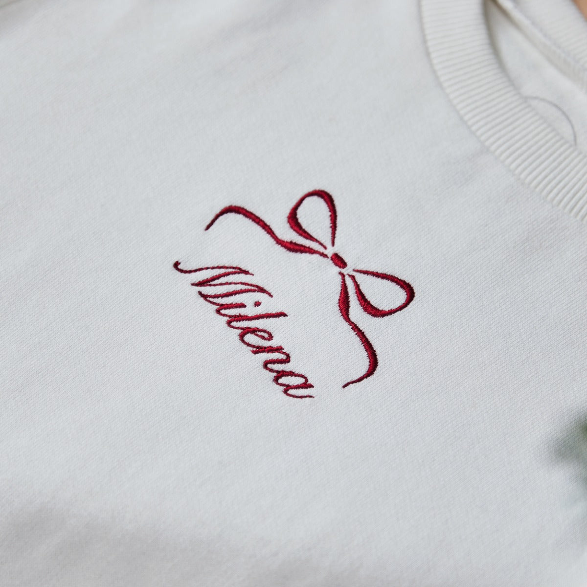 Personalised Kids' Red Bow White Jumper 
