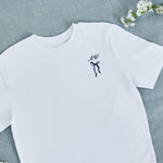 Personalised Something Blue Bow Embroidered White T-Shirt