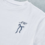 Personalised Something Blue Bow Embroidered White T-Shirt