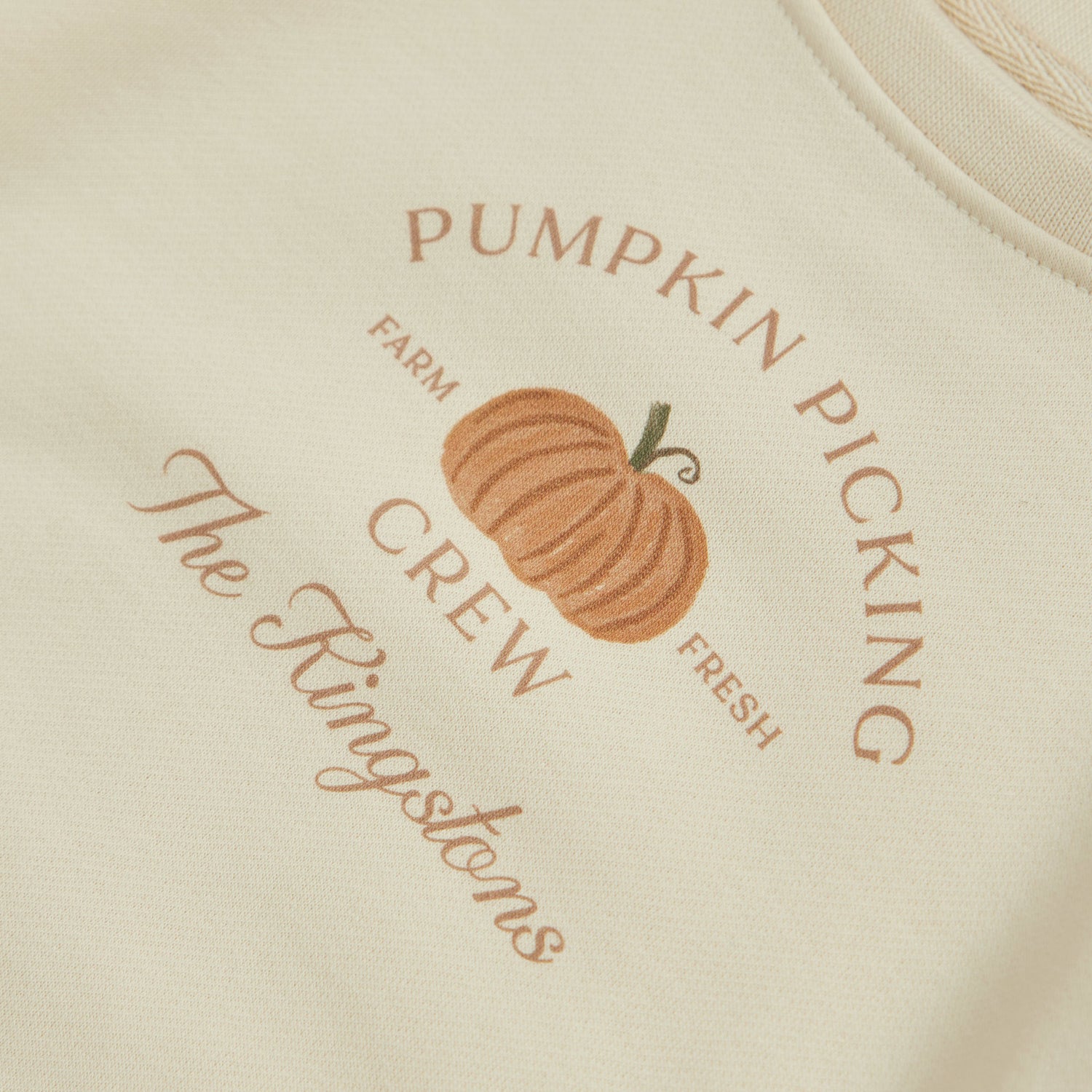 Personalised Ecru Pumpkin Picking Crew Children's Sweatshirt