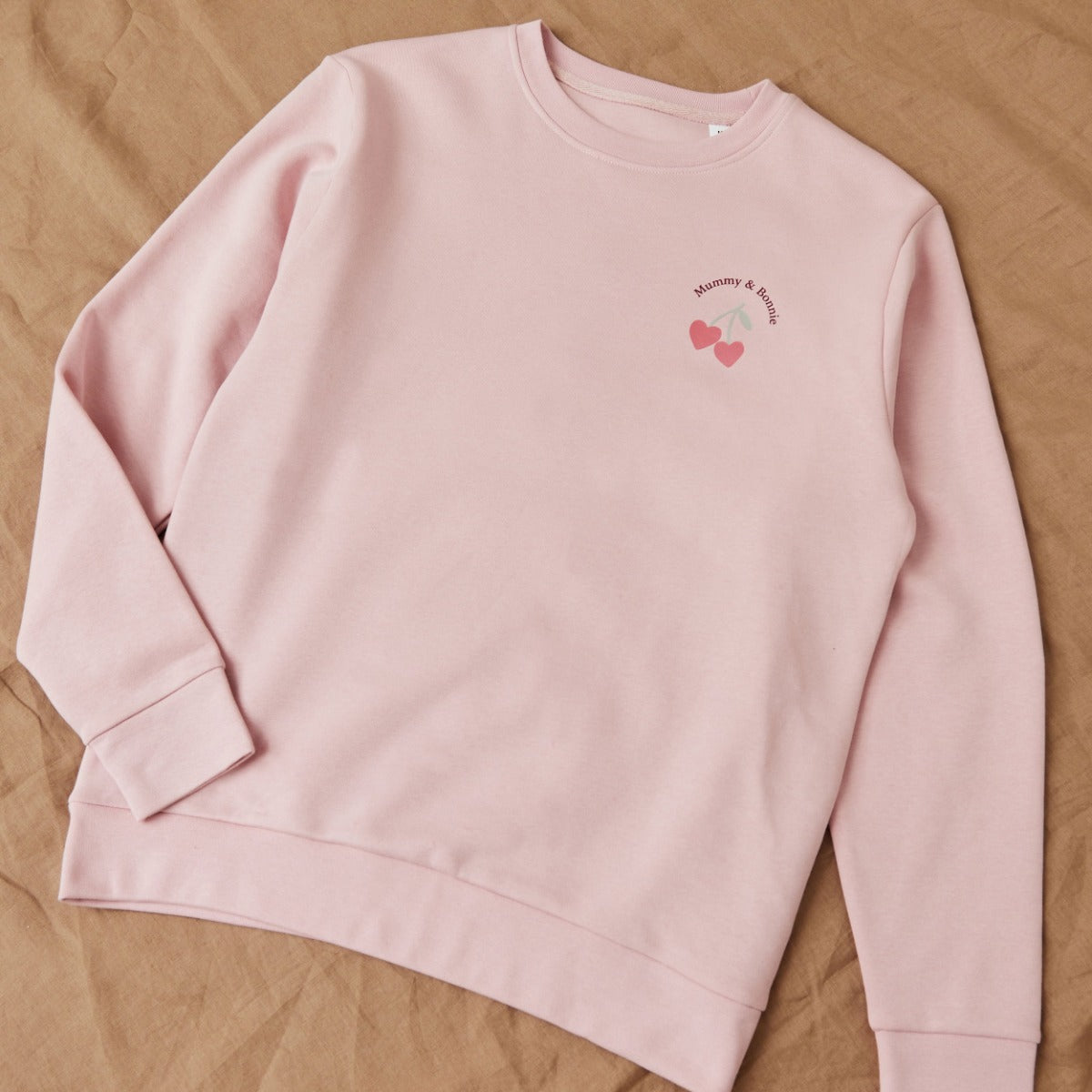 Personalised Womens Pink Heart Cherry Sweatshirt