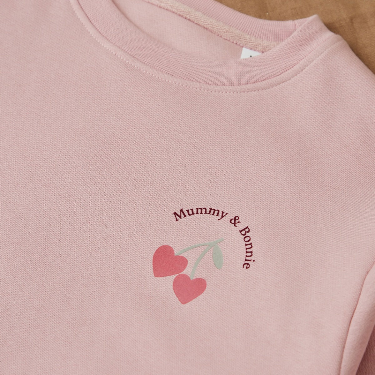 Personalised Womens Pink Heart Cherry Sweatshirt
