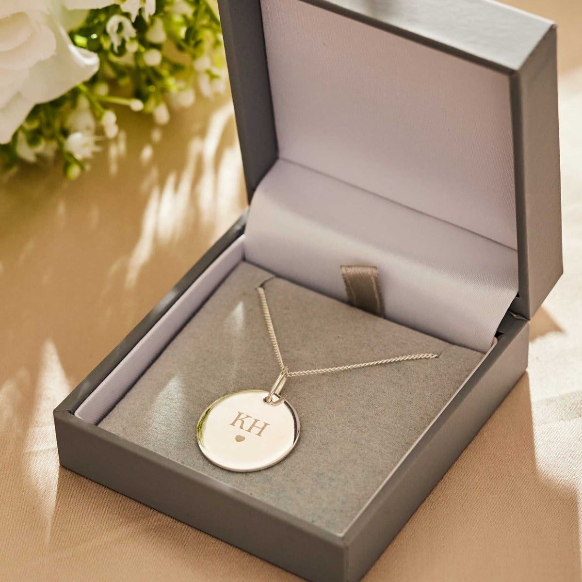 Personalised Bridal Sterling Silver Disc Necklace
