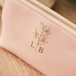 Personalised Birth Flower Pink Medium Make-Up Bag