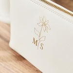 Personalised Birth Flower White Medium Make-Up Bag