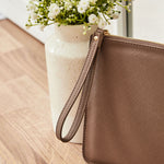 Personalised Taupe Birth Flower Name Pouch