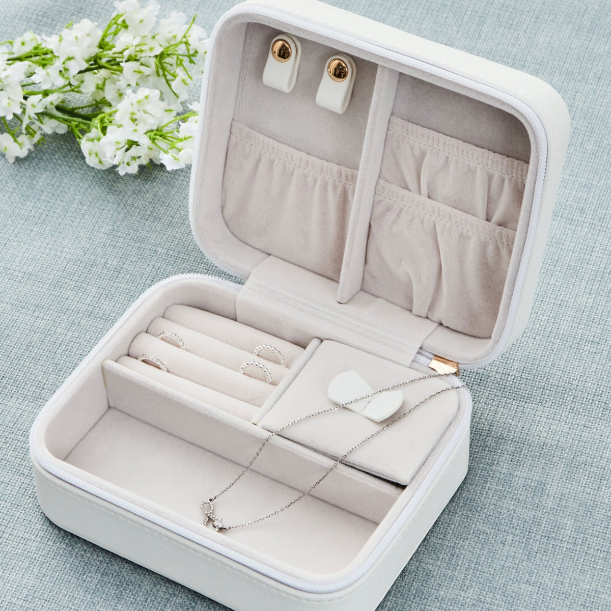 Personalised Something Blue Bow Oblong Jewellery Box 