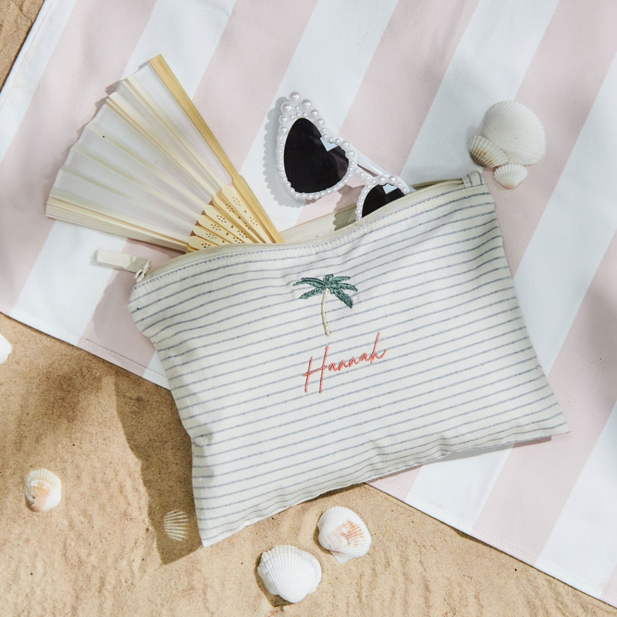 Personalised Last Toast Large Striped Palm Pouch 