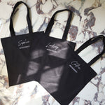 Personalised Black Bridesmaid Tote Bag with Script Font