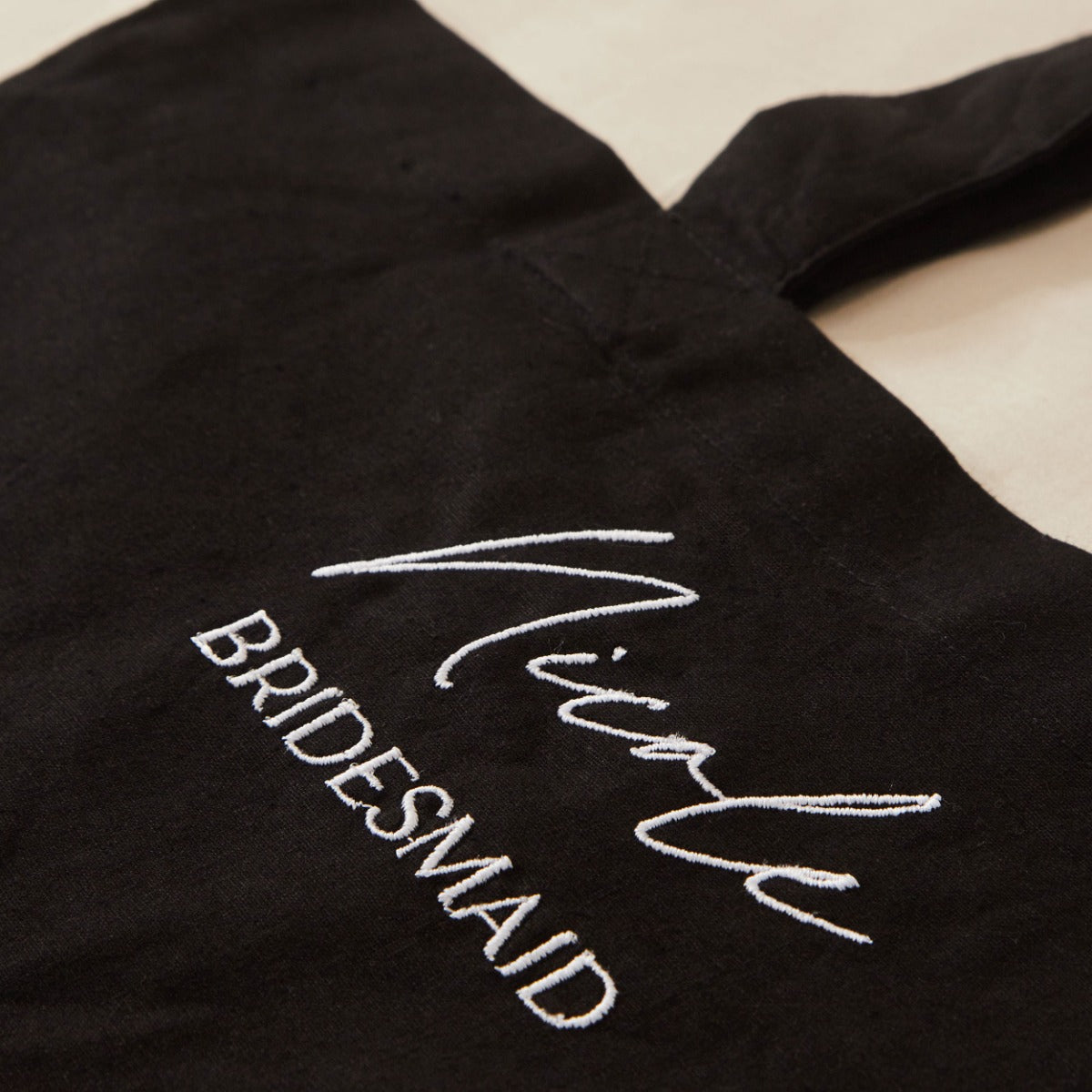 Personalised Black Bridesmaid Tote Bag with Script Font
