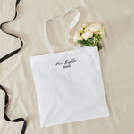 Personalised White Bride Tote Bag with Script Font